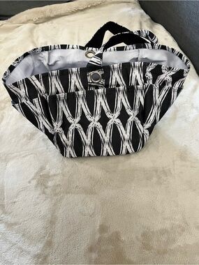Black & White Graphic Pattern Tote Bag with Snap Closure